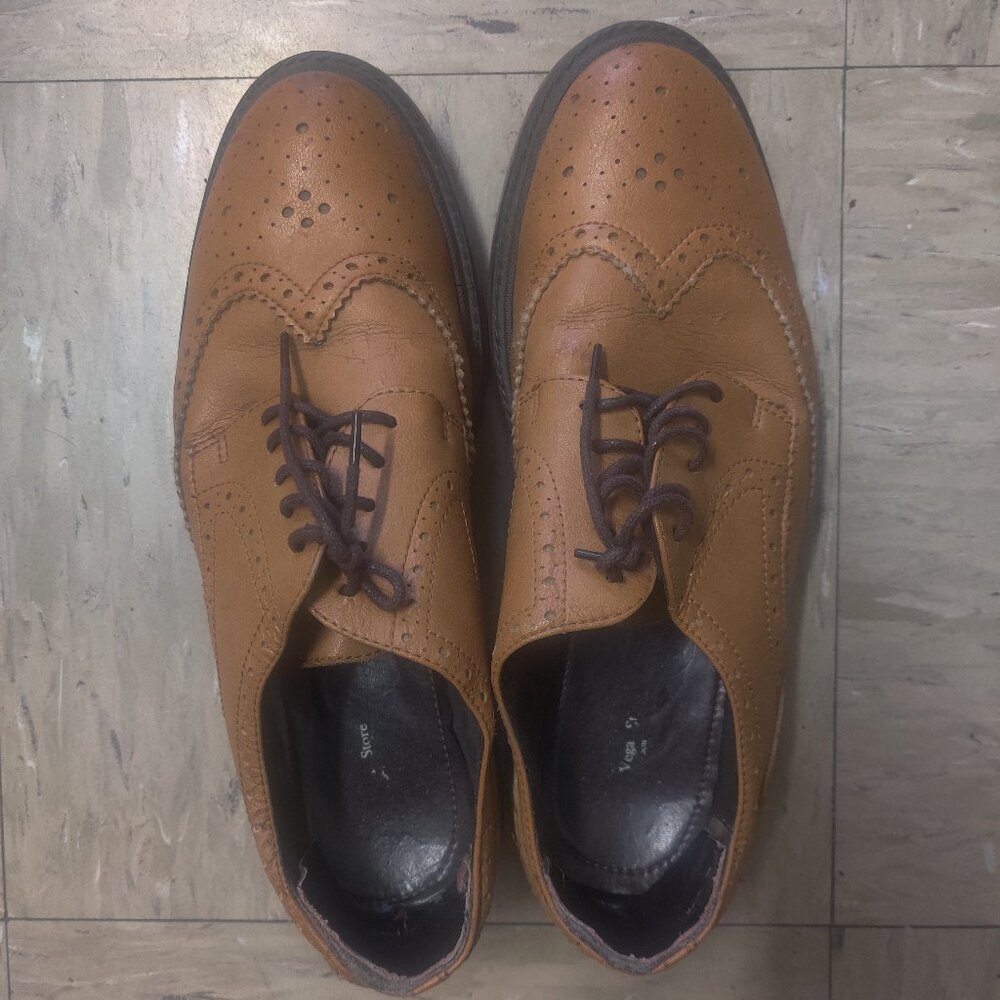 Will's Vegan Shoes Continental Brogue Tan Size 8